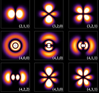 Purple, orange, white, and black illustrations in various shapes.