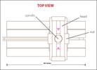 A line drawing showing the top view of a printing press with words identifying specific parts.